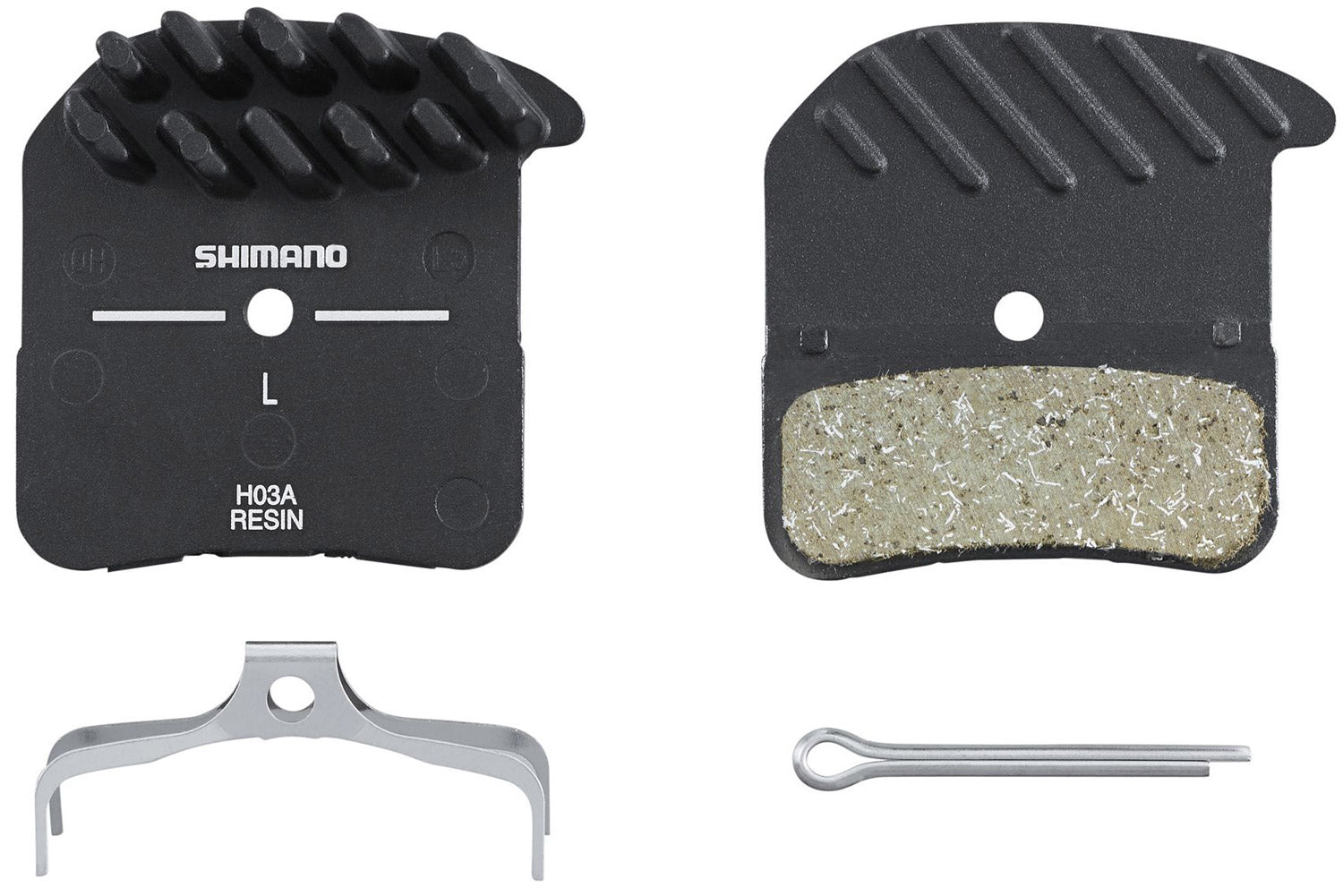 Jeu de plaquettes de frein à disque Shimano H03C Résine avec ailettes de refroidissement