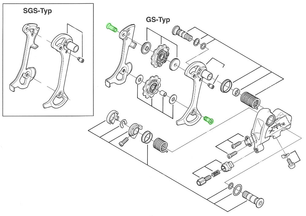 Shimano guide pully bolt for rd-m950 951 952 970 rd-7700 5500