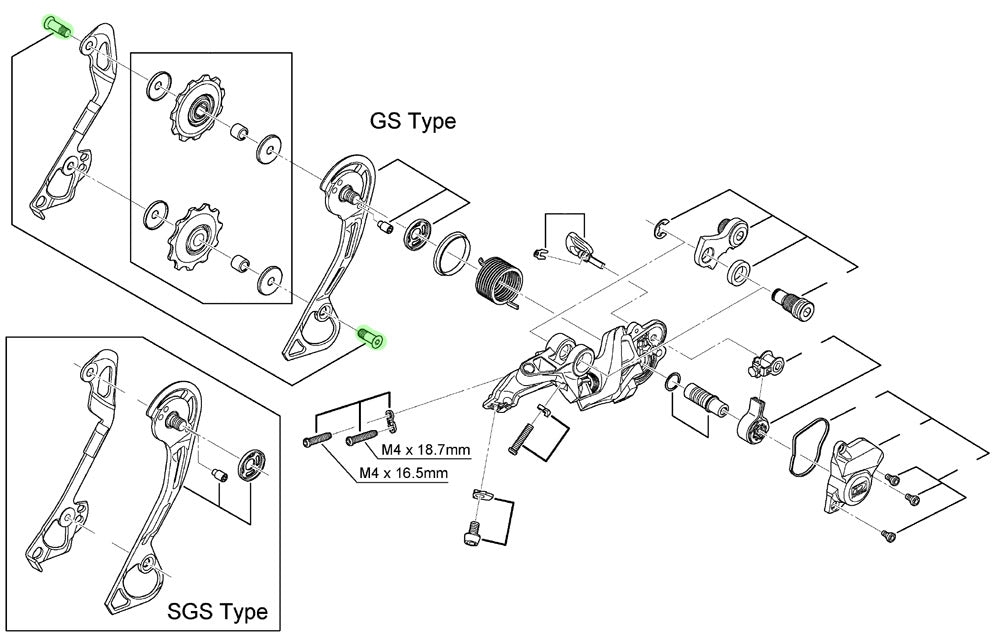 Shimano guide pully bolts for rd-m615 m7000 m7100