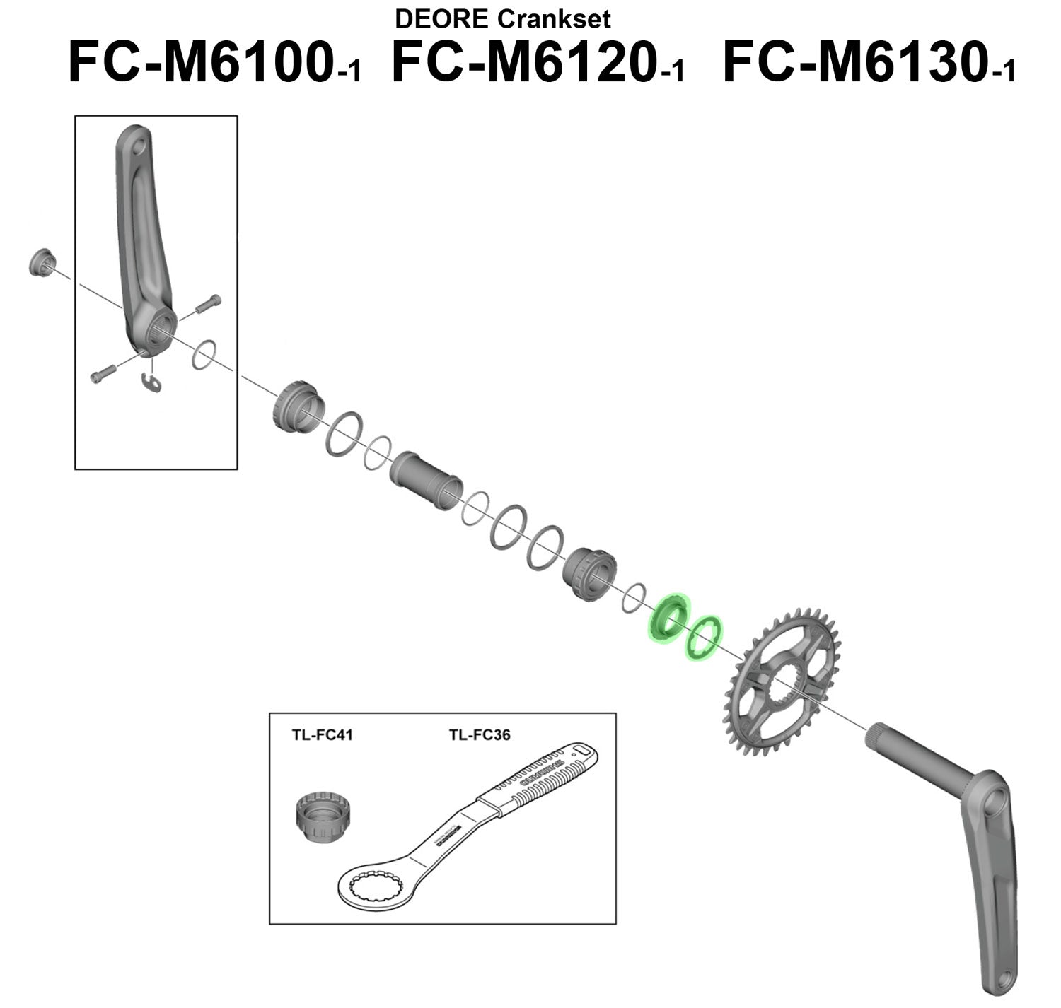 Shimano lockring for fc-m6100-1