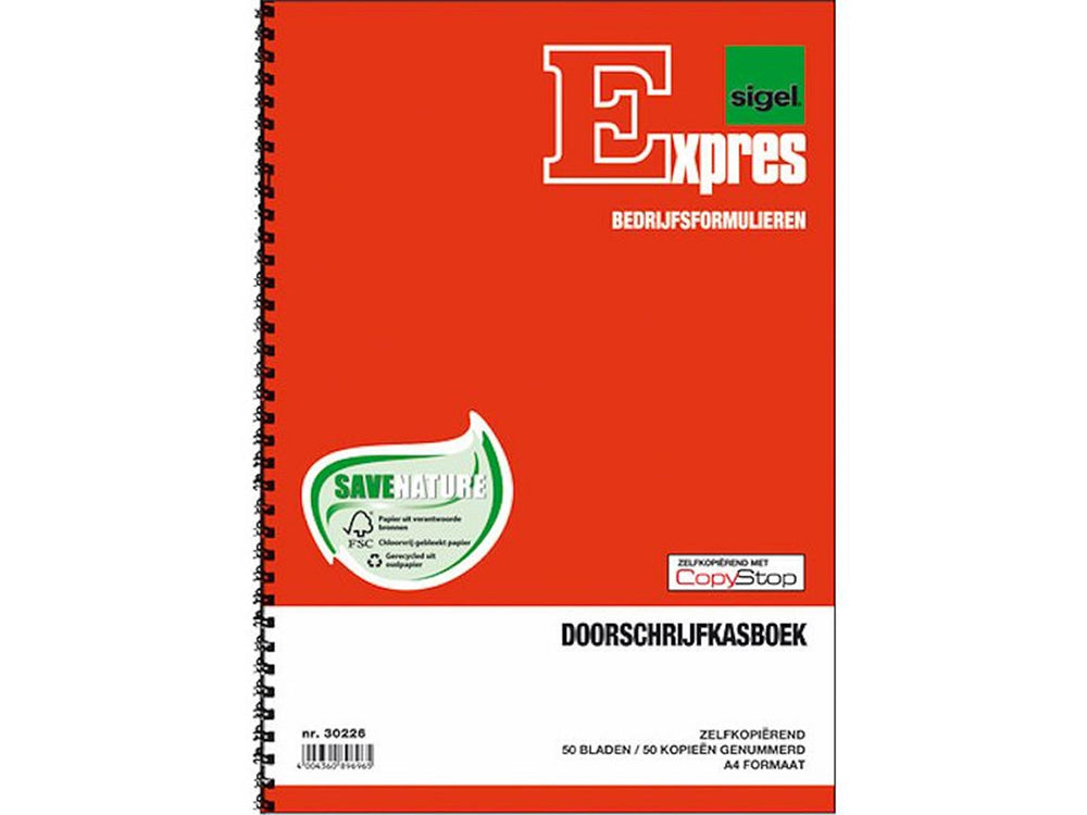 Kangaro doorschrijf kasboek a4 2x50bl + spiraal pak a 2 stuks