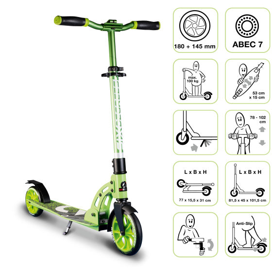 2-wiel Kinderstep Opvouwbaar Voetrem Groen Zwart