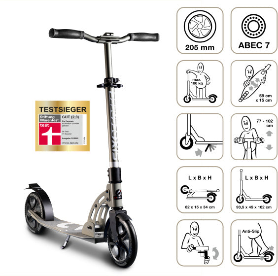 2-wiel Step Opvouwbaar Voetrem Zilver Zwart