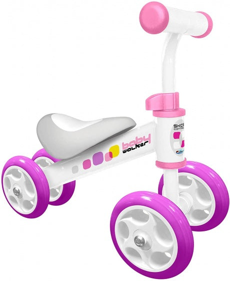 Loopfiets met 4 wielen Junior Wit Roze