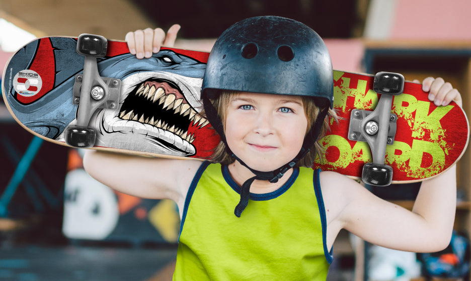 Skids control - Shark skateboard junior hout PVC rood blauw