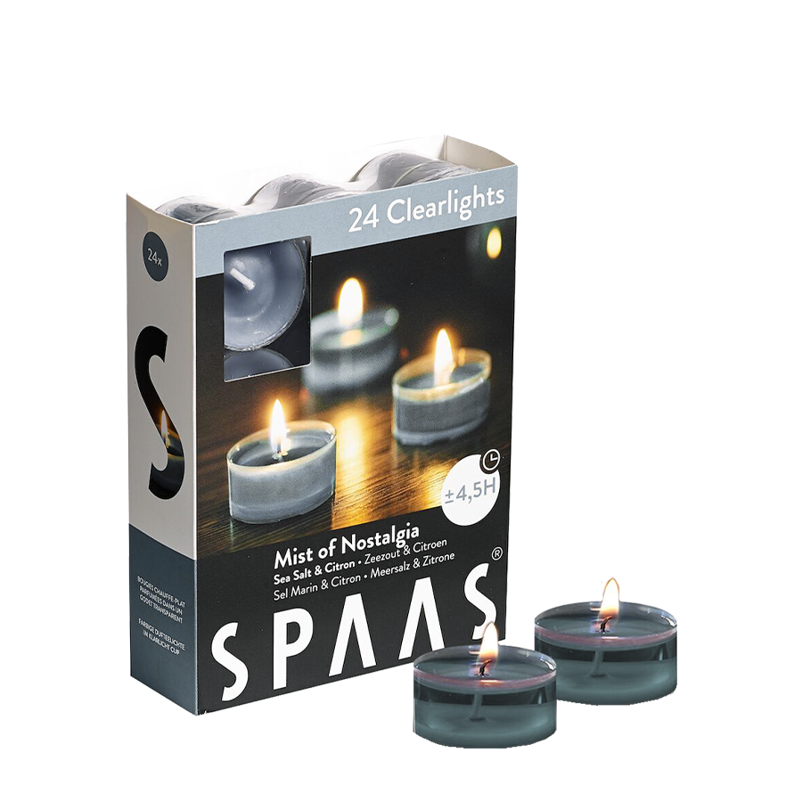 Spaas geurtheelicht clearlights mist of nostalgia 24 stuks