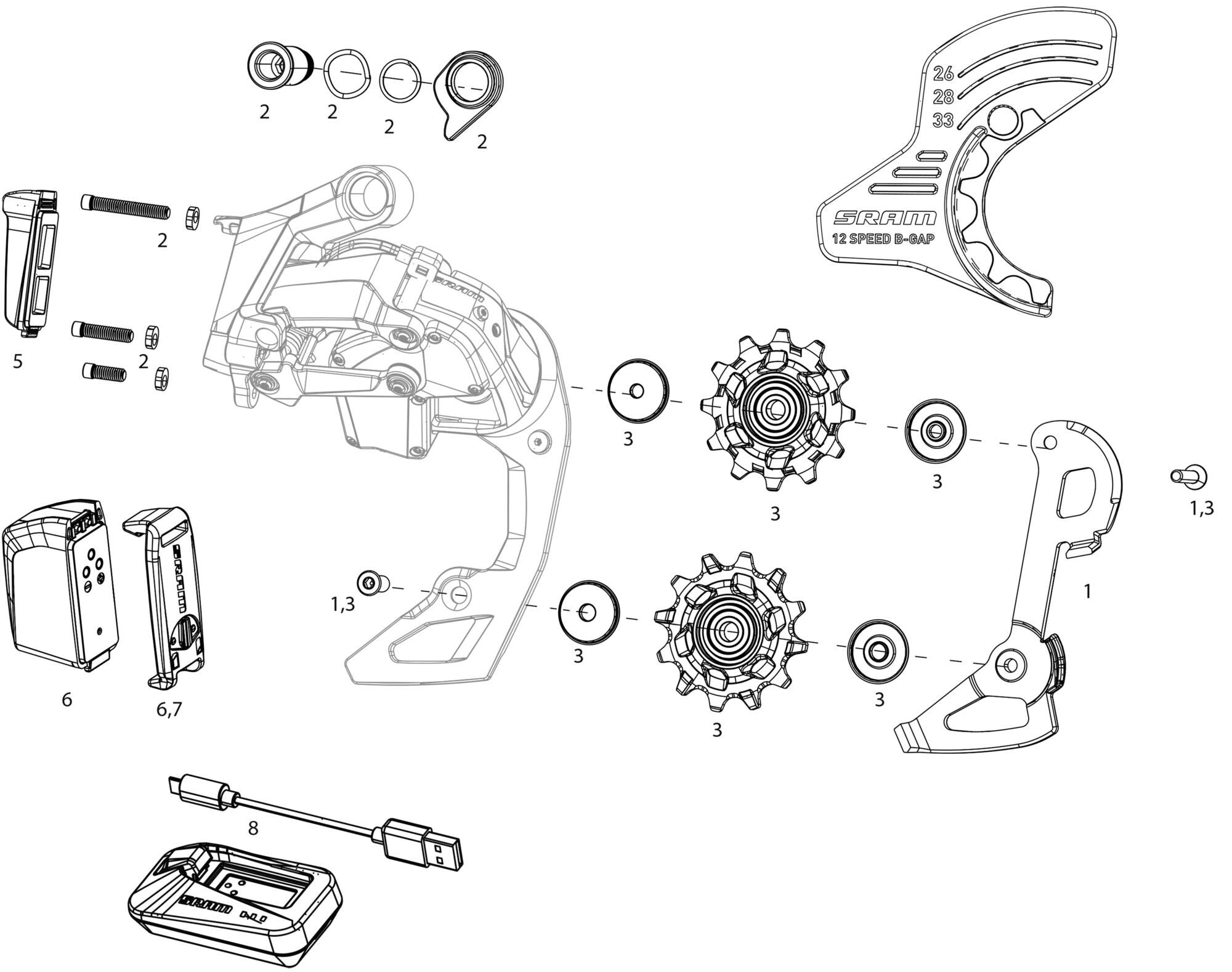 Sram achterderailleur rival xplr etap axs rear derail. rival xplr axs 44t