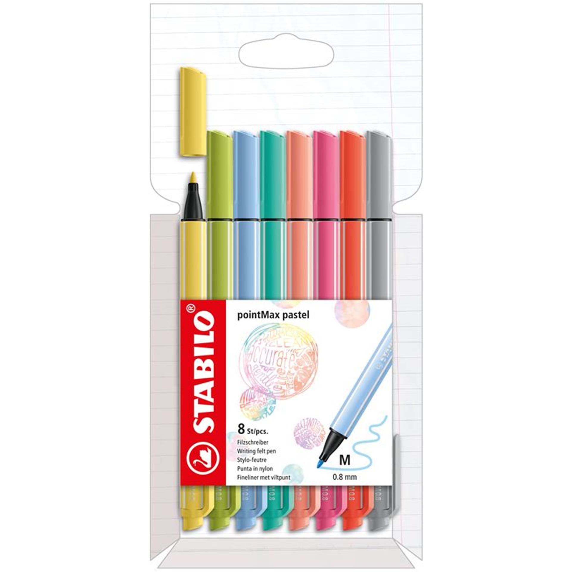 Stabilo pointmax pastel - hardtip fineliner - set met 8 stuks