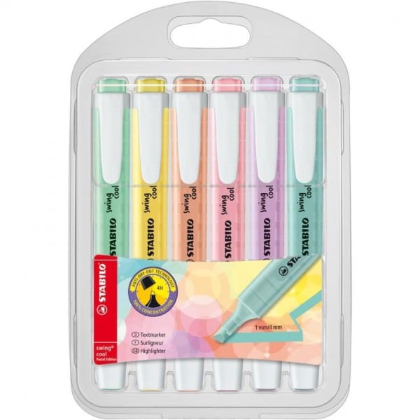 STABILO schommel cool Pastel - Markeerstift - Set Met 6 Stuks