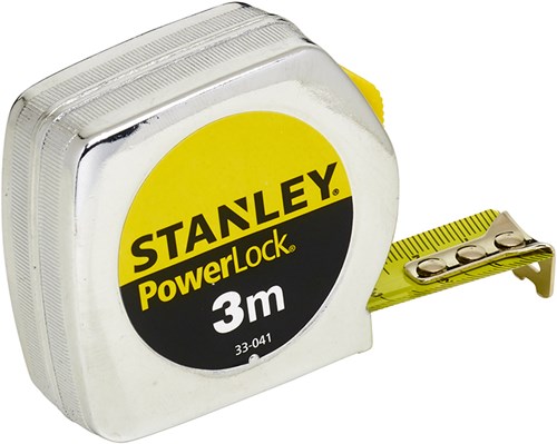 Stanley rolbandmaat powerlock classic meetlint (chroom, 3 meter, breedte 12,7mm)