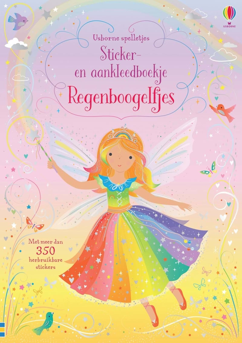 Usborne sticker- en aankleedboekje - regenboogelfjes