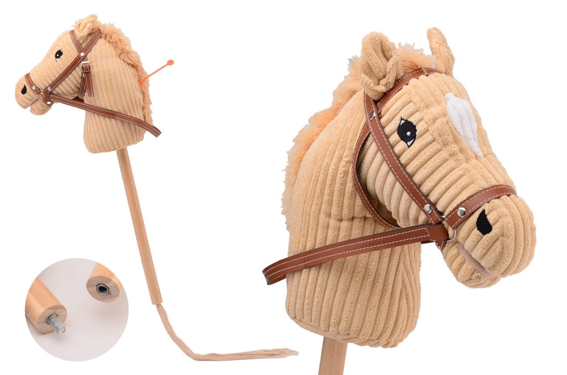 Johntoy holly horse stokpaardje met geluid 80cm beige