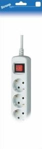 Stroomlijn tcd ra | 6-voudig | 3m snoer | wit | met schakelaar | 3x1qmm | max. 2500w - 66720121