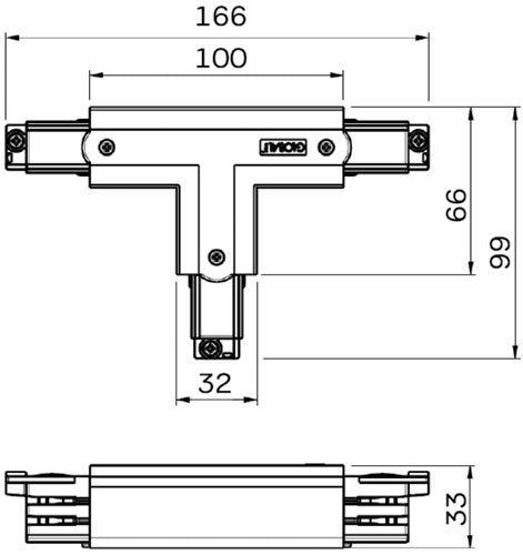 Enzo t-stuk links vast 90gr tbv. rail 3-fasen zwart - 5050055