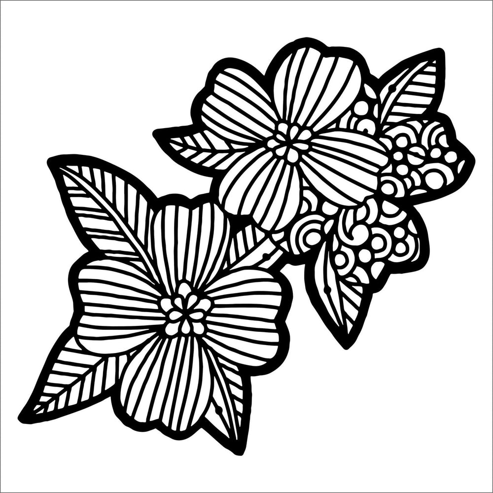 The crafter's workshop • stencil dogwood pair 30,5x30,5cm