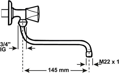 Cornat zwenkuitloop wandkraan s-vorm 150mm - tec351001