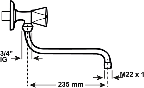 Cornat zwenkuitloop wandkraan s-vorm 250mm - tec3510021