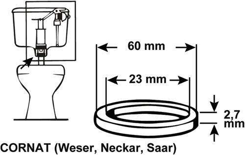 Cornat gummi membraan voor afloop 60x23 - tec380424