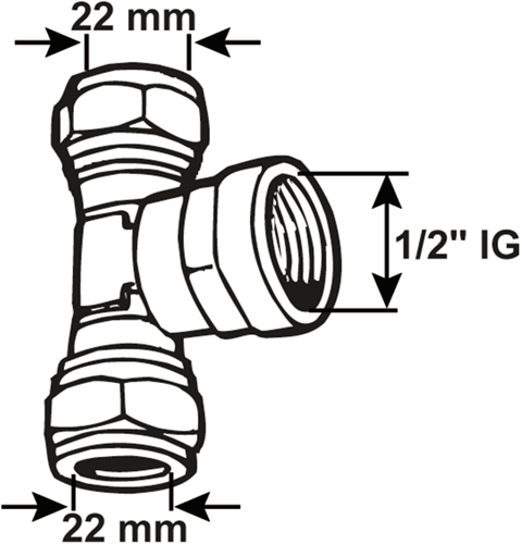 Cornat knelkoppeling ms t-stuk 22x1 2x22mm - tec583696