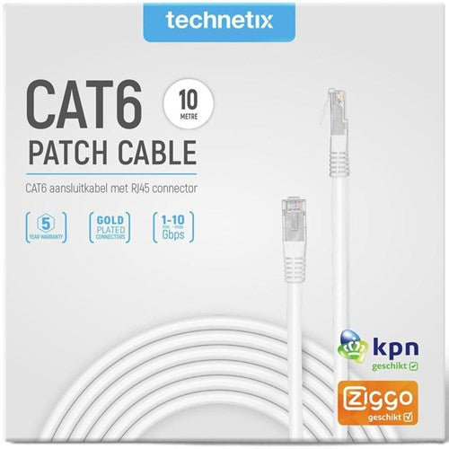 Enzo technetix patchkabel utp cat6 10m wit - 2077020