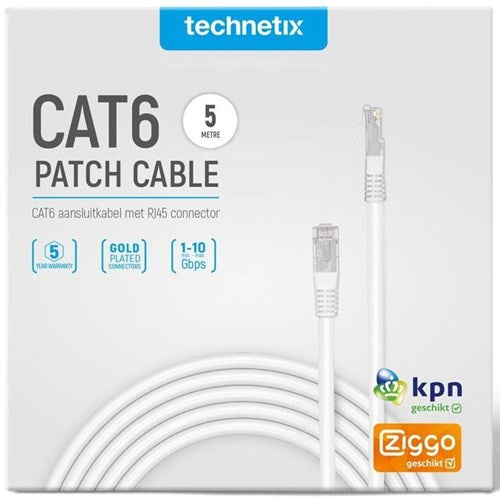 Enzo technetix patchkabel utp cat6 5m wit - 2077010