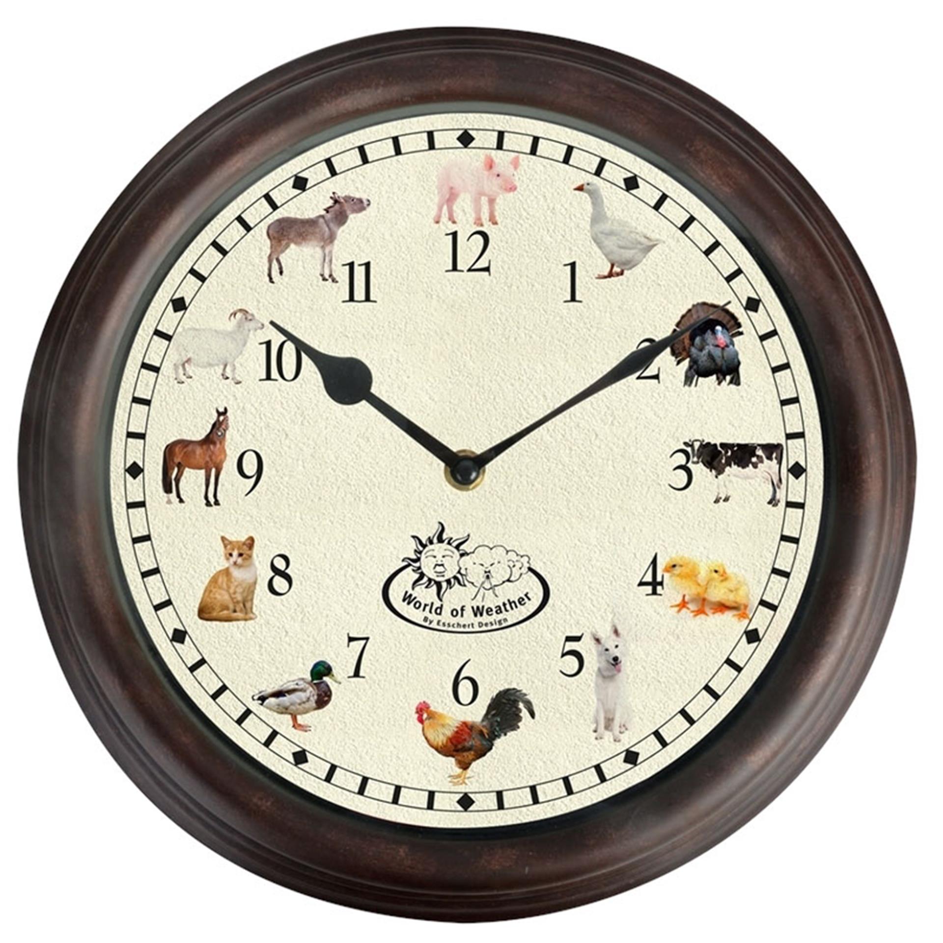 Esschert design klok met dierengeluid
