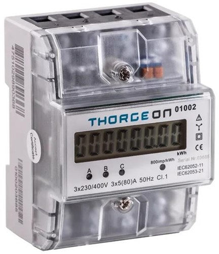 Enzo thorgeon kwh meter 3-fase digitaal transparant 80a + puls - 4518255