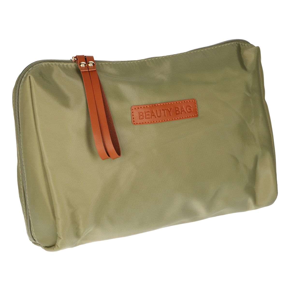 Traveller toilettas beautybag groen bruin 30cm x 20cm