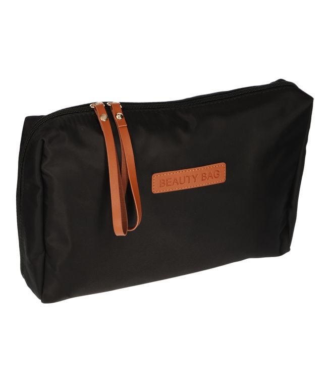 Traveller toilettas beautybag zwart bruin 30cm x 20cm