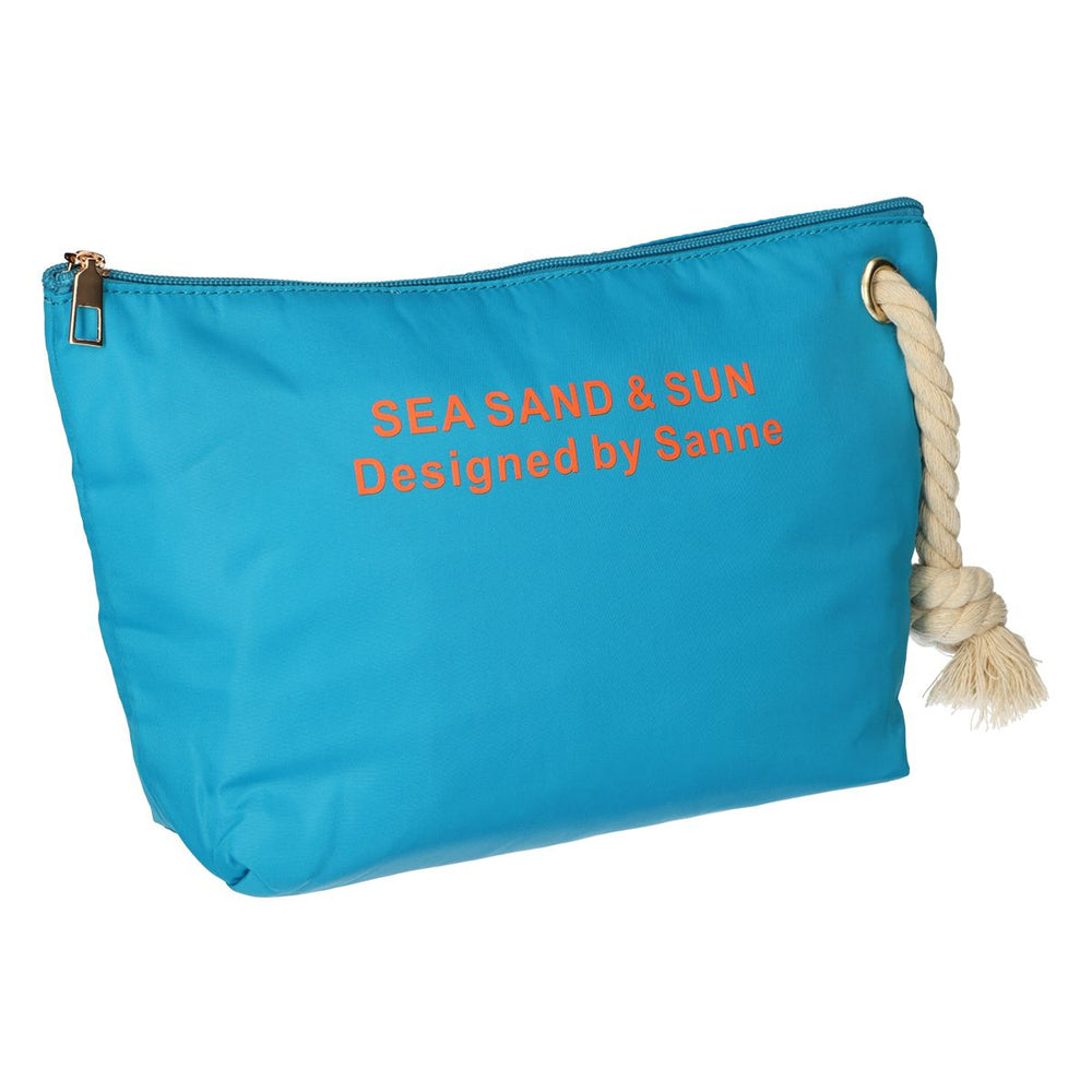 Traveller toilettas zee, zand zon blauw oranje 30cm x 19,5cm