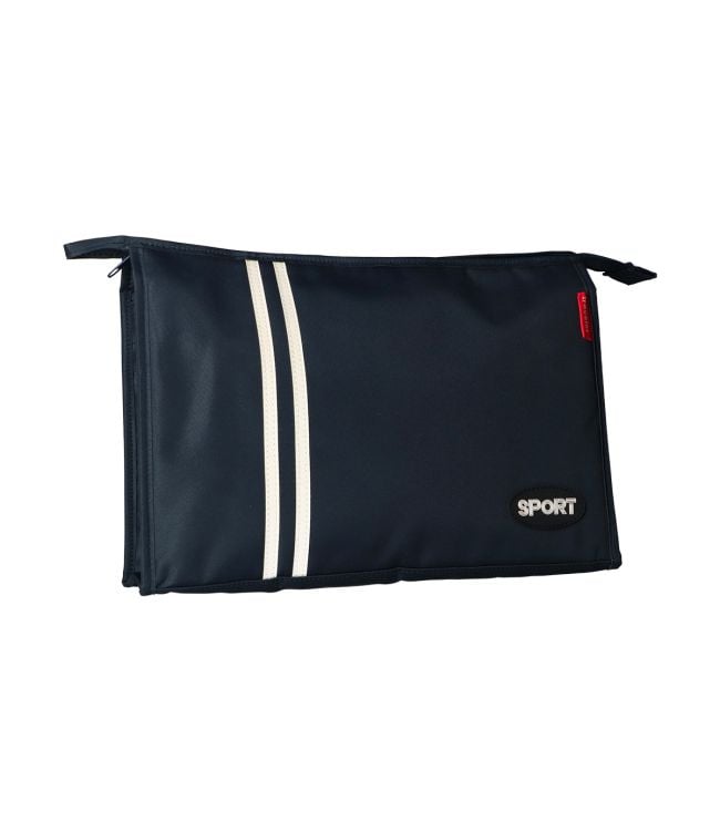 Traveller toilettas sport strepen donkerblauw 30cm x 19,5cm