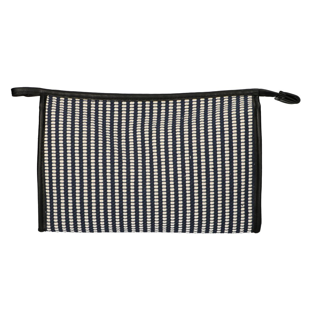 Traveller toilettas streep blauw creme 30x20cm