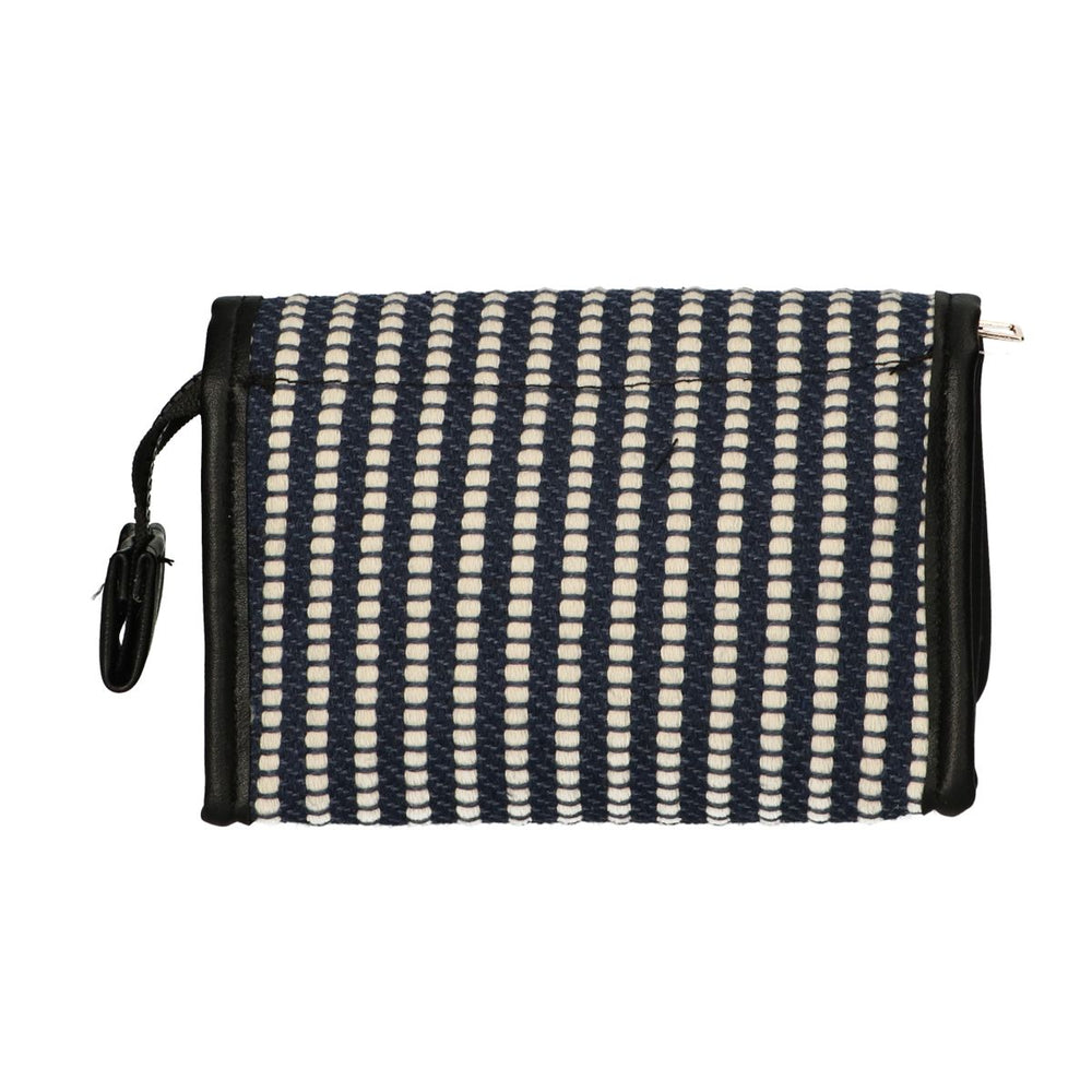 Traveller spiegeltas streep blauw crème 16,5x11cm