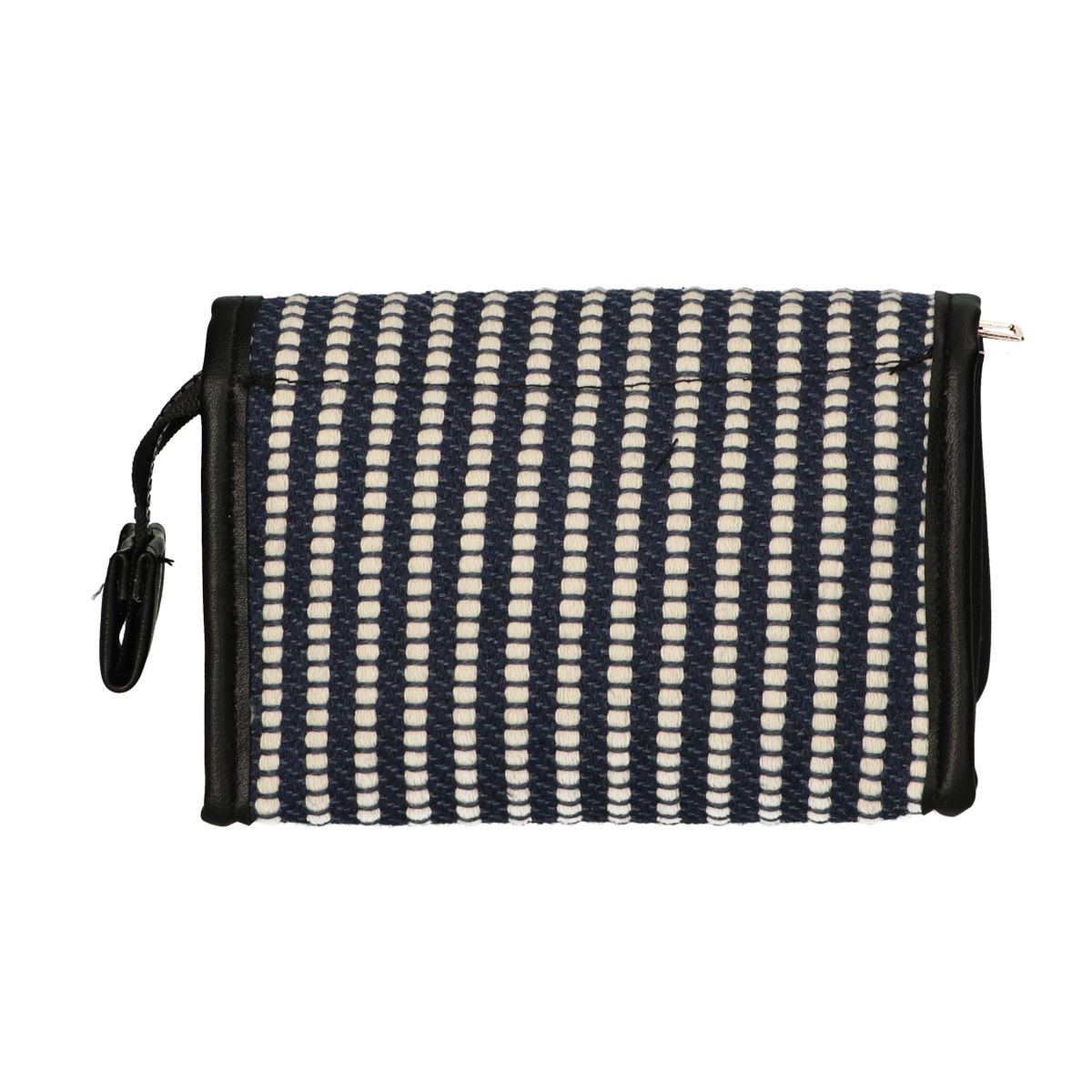 Traveller spiegeltas streep blauw crème 16,5x11cm