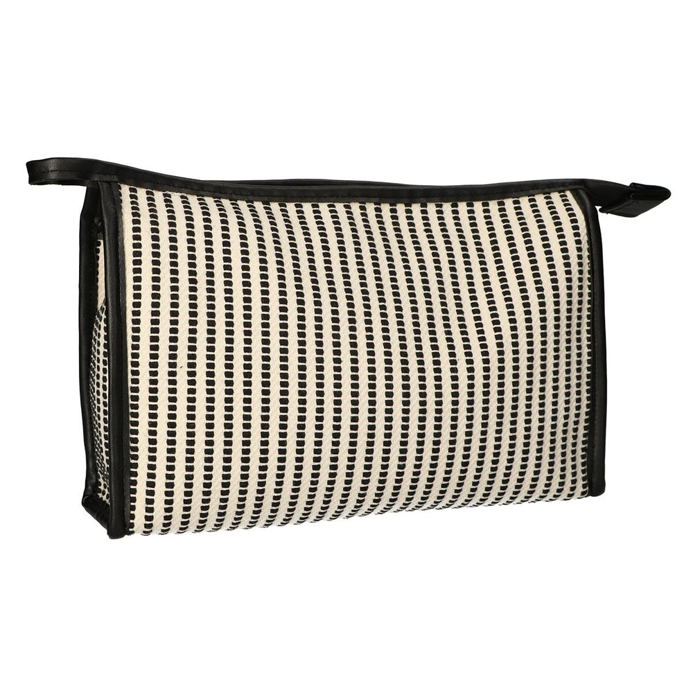 Traveller toilettas streep zwart creme 30x20cm