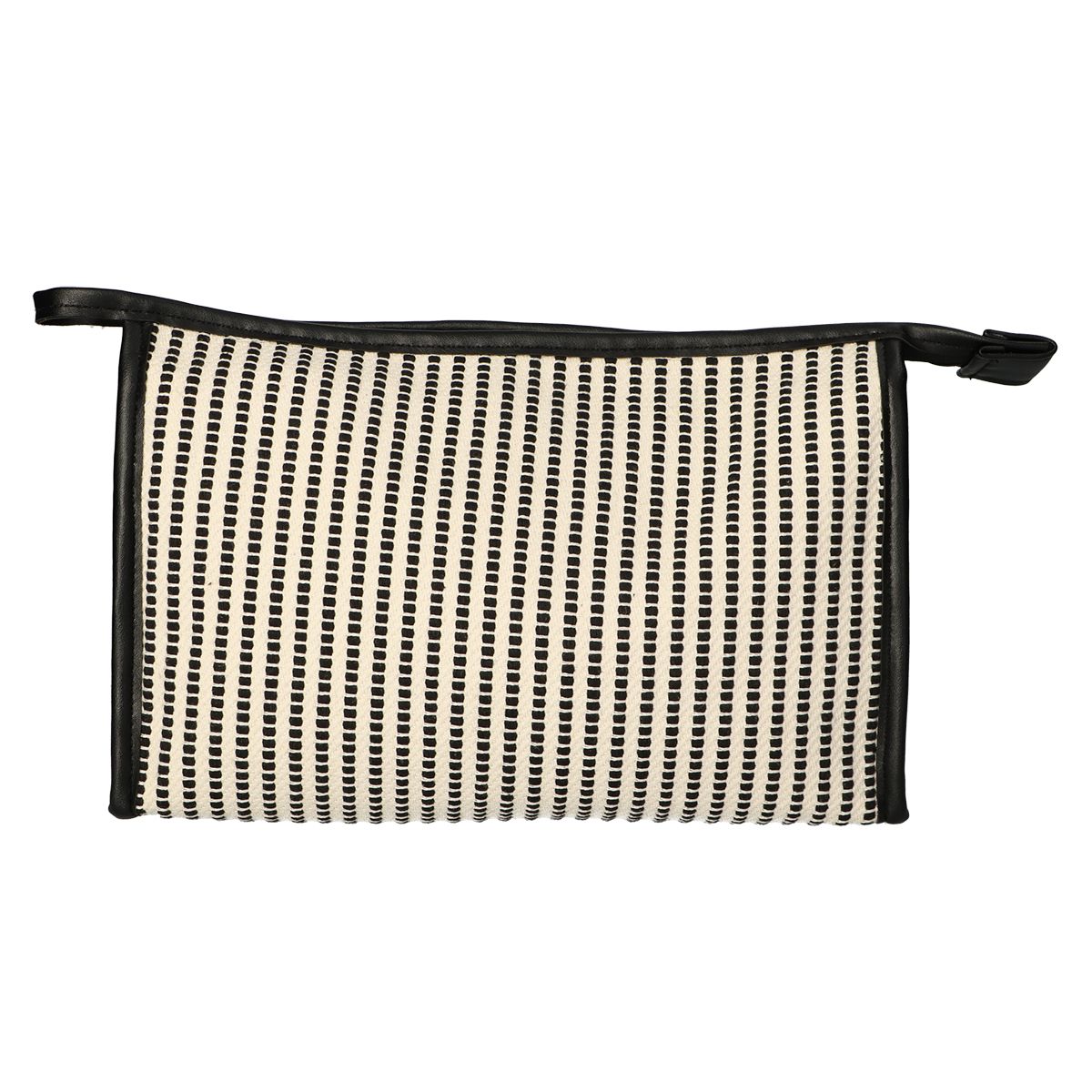 Traveller toilettas streep zwart creme 30x20cm