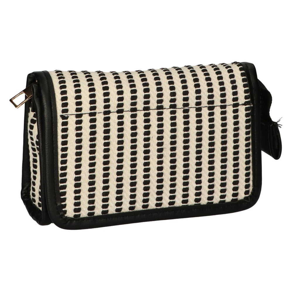 Traveller spiegeltas streep zwart crème 16,5x11cm