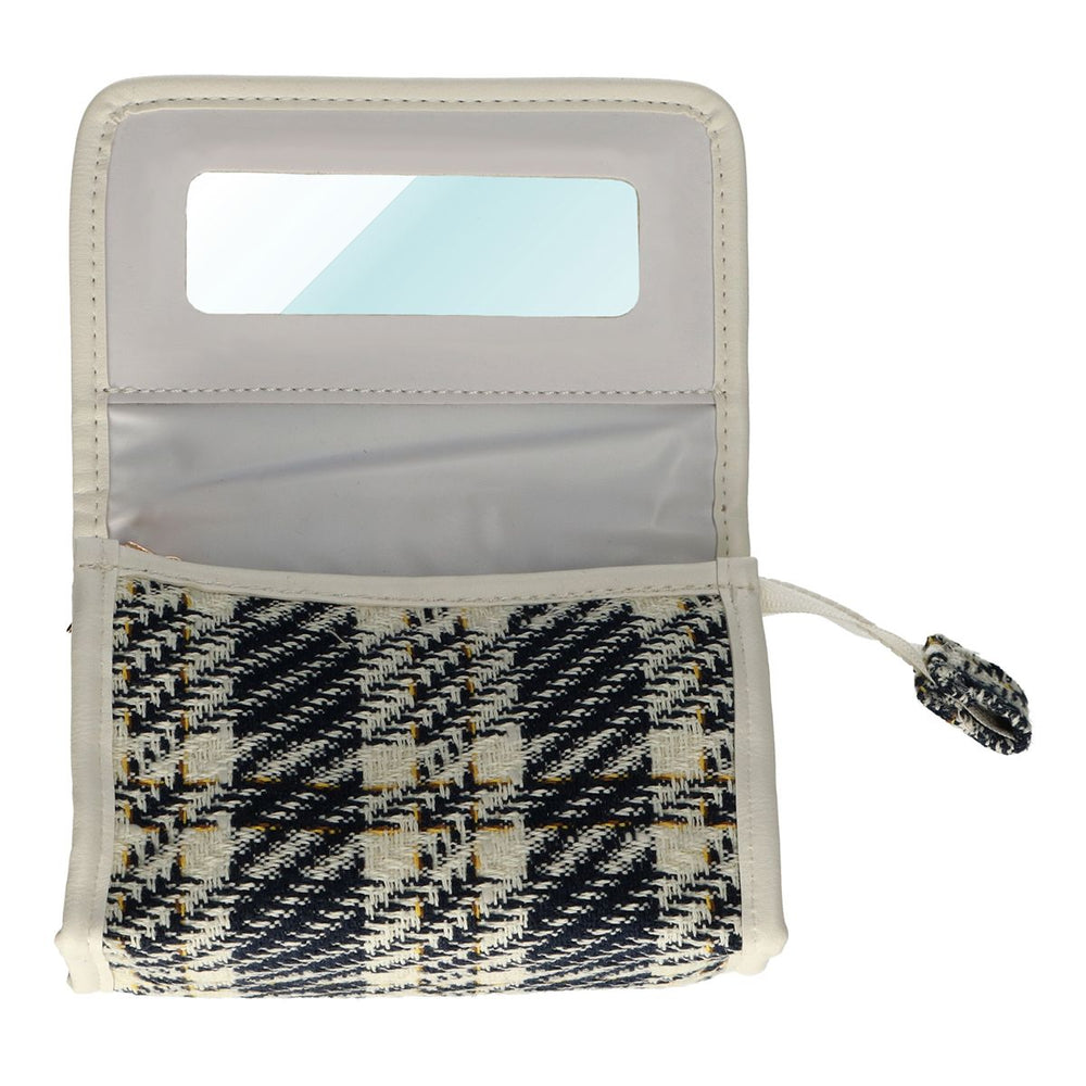 Traveller spiegeltas tweed ruit 16,5x11cm