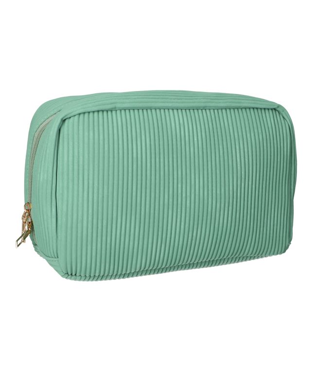 Traveller toilettas ribstof waterdicht turquoise 28x17cm