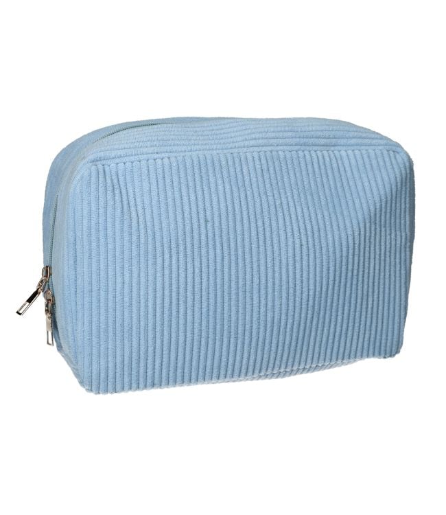 Traveller toilettas ribstof blauw 28x17cm
