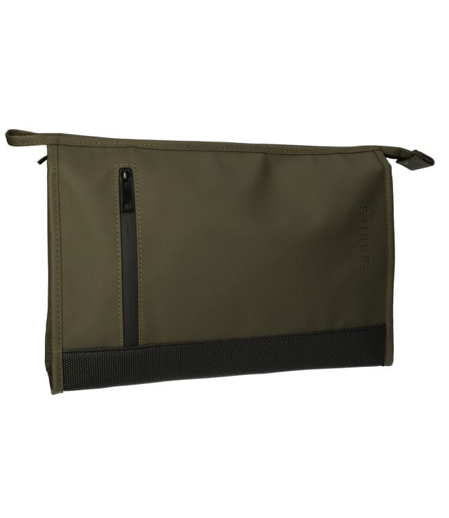 Traveller toilettas rubberen bodem groen 35x24cm