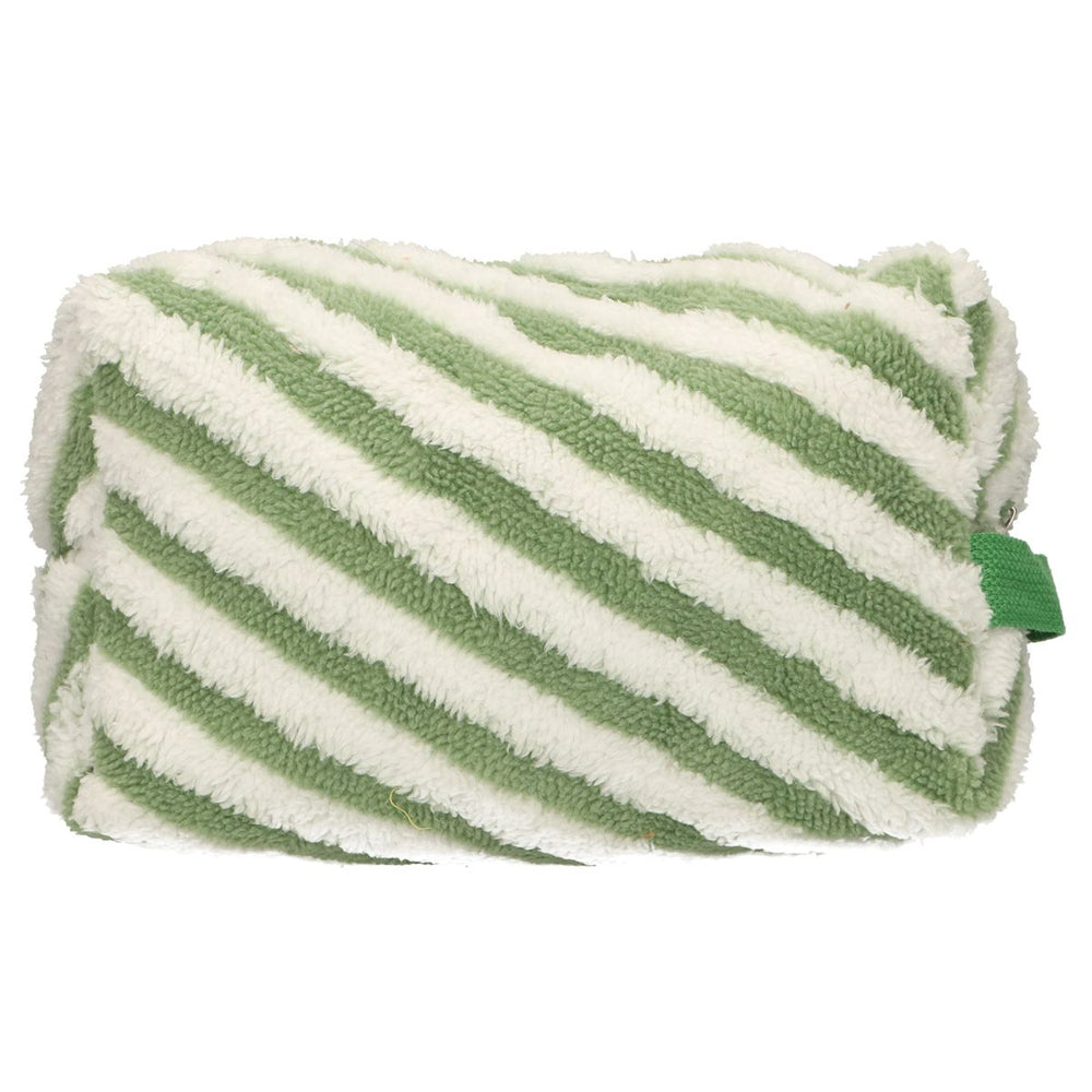 Traveller toilettas badstof stripe groen 23cm x 13cm