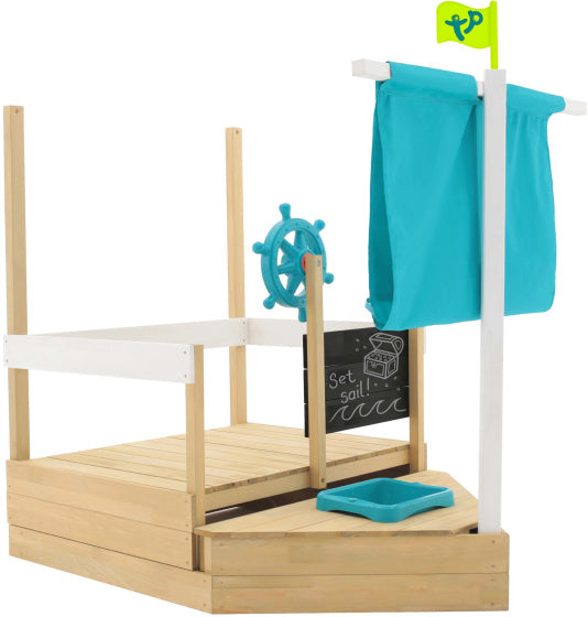Ahoy Houten Speelboot met Uitschuifbare Zandbak Accessoires