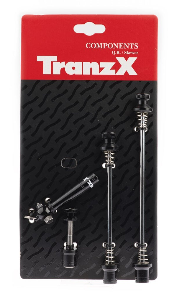 Tranzx JD-060 quick release skewer with lock 2xM5 and 1xM6 black on card