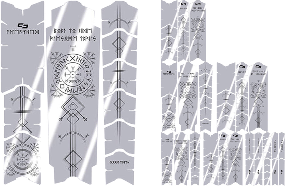 Unleazhed unscratch frame protector film - runes of shred black glossy | xxl