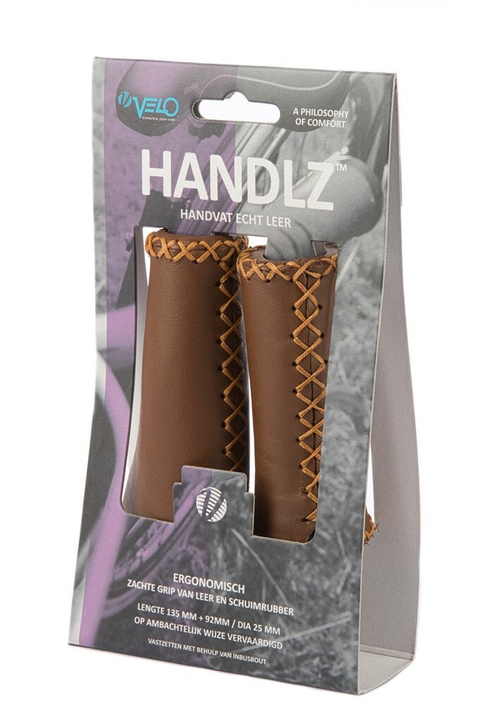 Velo Leather Ergo 92 135mm Dark Brown Bicycle Grip
