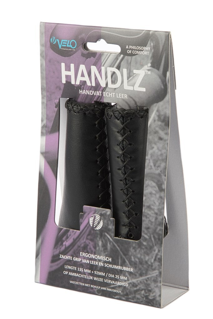Velo Grip Leather Ergo 92 135mm Black