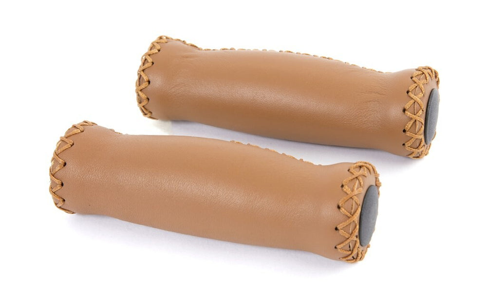 Velo Leather Grips 128mm Brown - soft, moisture-regulating, shock-absorbing