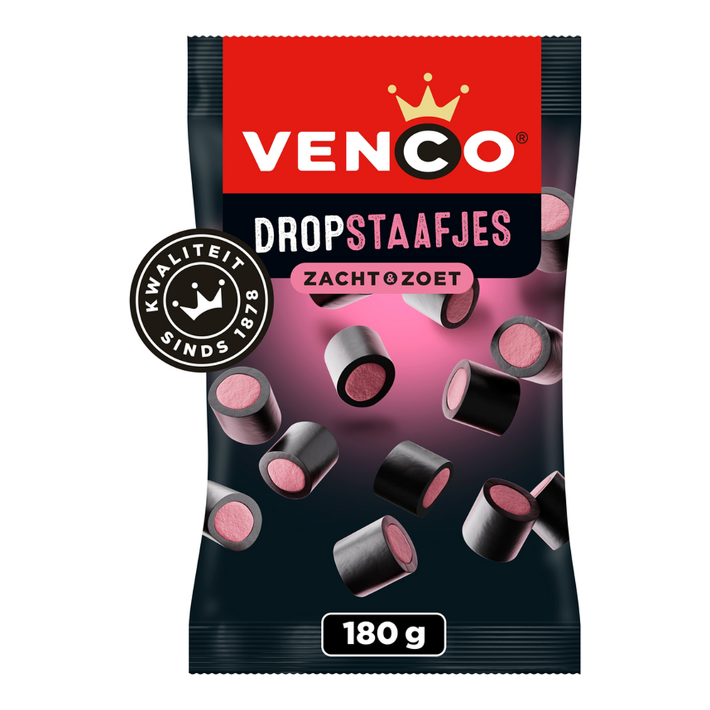 Venco dropstaafjes zakje (12x 180 gr)