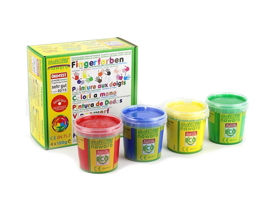 Ökonorm vingerverf, set a - rood, geel, groen, blauw - 4x 150g